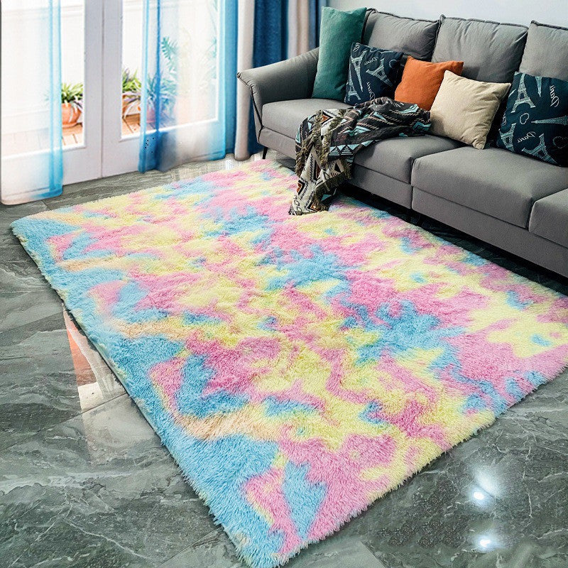 Tie-dyed Wool Carpets, Living Room Plain PV Pile Carpets